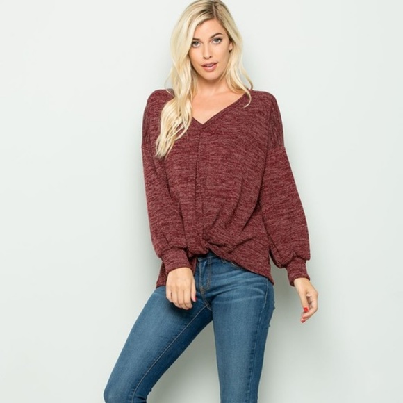 BOGO FREE! Twist front puff sleeve top - Picture 5 of 7